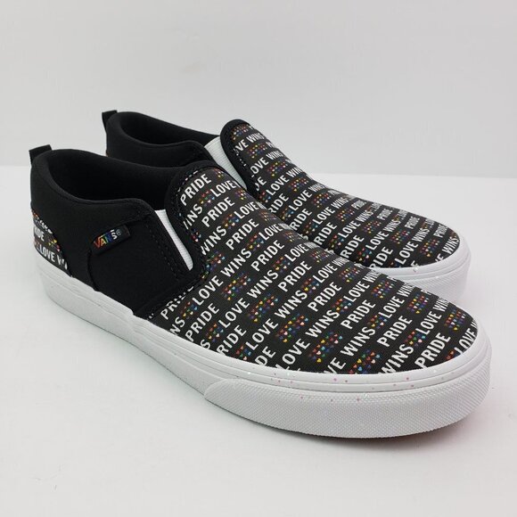 Vans Shoes - Vans Asher Pride Youth Size 5Y Womens Sz 6.5 Black Glitter Slip On Low Sneakers